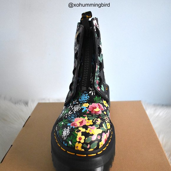Dr. Martens | Sinclair Floral Mash Up Leather Platform Boots - Picture 13 of 16